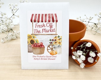 Fall Fresh off the Market Wedding Favor Seed Packets, Wildflower Seeds, Bridal Shower Favors