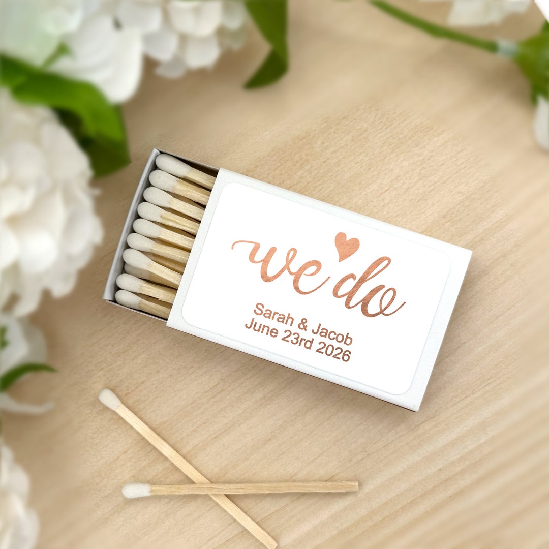 Personalized Wedding Matches, Wedding Favor Matches, Metallic Foil
