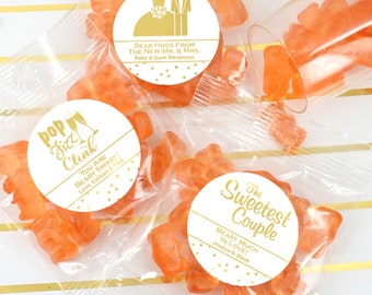 Ositos de goma con forma de champán envueltos en papel de aluminio, recuerdos de boda personalizados, juego de 20 unidades