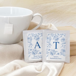 Tea Wedding Favors, Wedding Favor Tea, Perfect Blend Tea Favors, Bridal Shower Tea Party Favor, Blue Chinoiserie Tea Favors - Set of 30