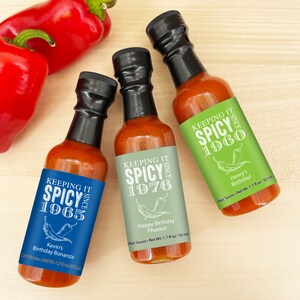 Keeping it Spicy, Hot Sauce Favors, Hot Sauce Gift, Birthday Favors, Mini Hot Sauce, Custom Hot Sauce, Anniversary Favors, 1.7 oz