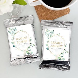 Wedding Favor Coffee, Eucalyptus Geometric Wedding Reception, Personalized Coffee Favors, Bridal Shower Favors - Set of 30