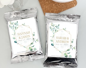 Wedding Favor Coffee, Eucalyptus Geometric Wedding Reception, Personalized Coffee Favors, Bridal Shower Favors - Set of 30