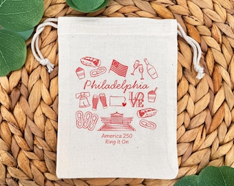 Philadelphia Bachelorette Bags, Bachelorette Party, Custom Mini Tote Bag, Hangover Kit, Girls Trip, 250th Anniversary of the United States