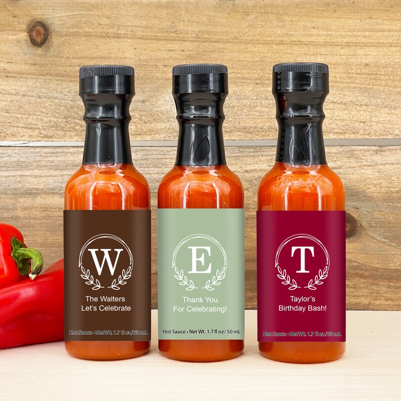 Wedding Favors Single Initial Mini Hot Sauce Favors Hot Etsy