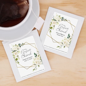 Wedding Shower Tea Party, Tea Wedding Favor, Floral Geometric Tea Favors, Bridal Shower Favors, Personalized Favor - Set of 30