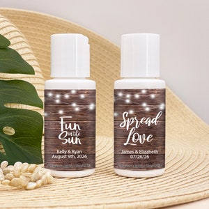 Mini Sunscreen Favor, Personalized Wedding Favors, Bachelorette Party Favors,  Bridal Shower Favors, Rustic Wedding Favor- Set of 12