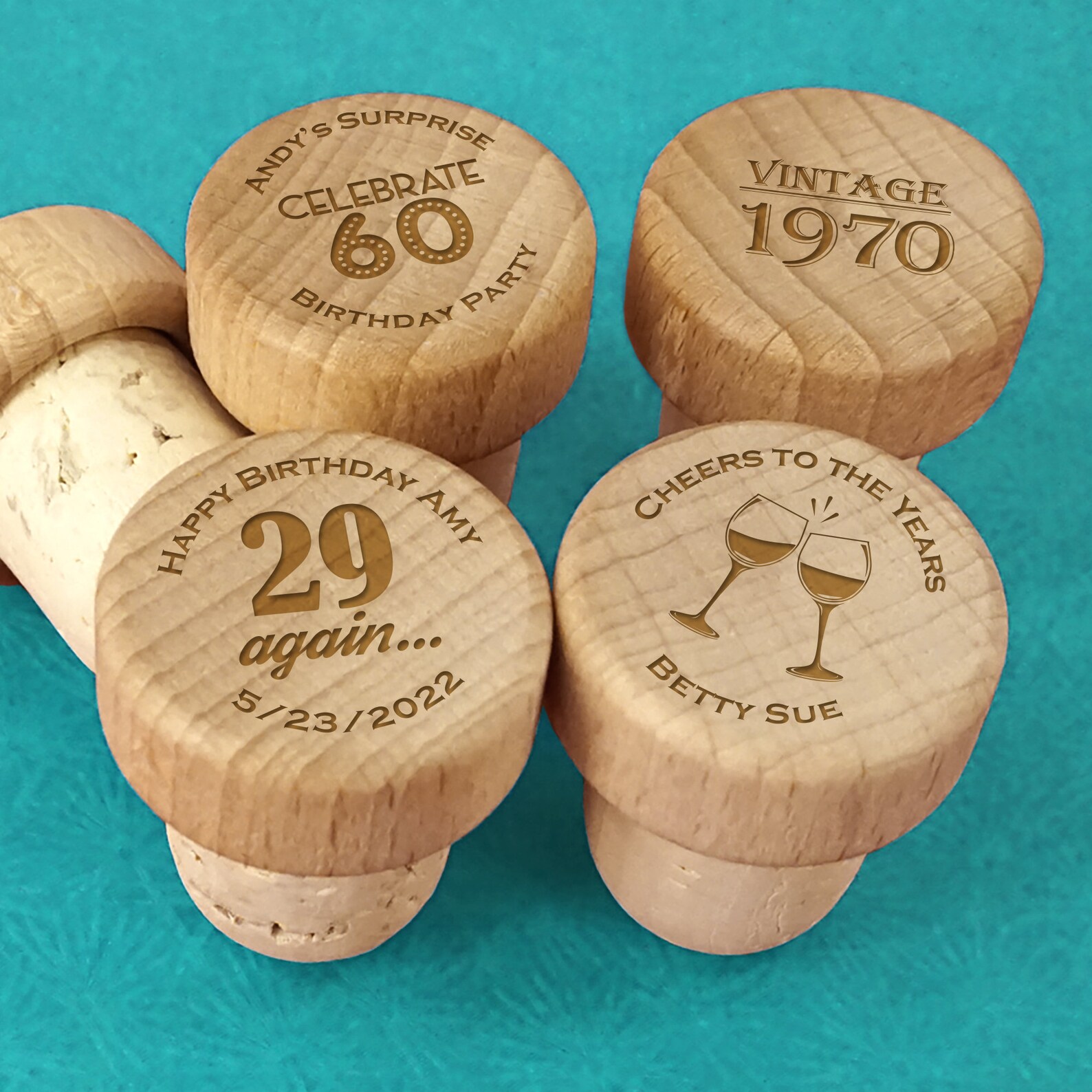 Personalized Birthday Wine Favor Wooden Wine Stoppers Wine Etsy