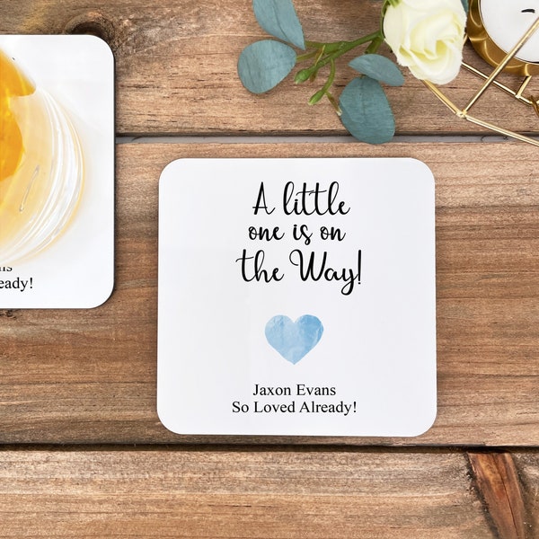 Baby Shower Favors, Baby Shower Coaster Favors, Personalized Coasters for Baby Showers, Simple Heart Baby Shower, Baby Announcement Gift