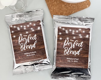 The Perfect Blend Wedding Favor Coffee, Rustic Wedding Reception, Personalized Coffee Favors, Bridal Shower Favors - Set of 30