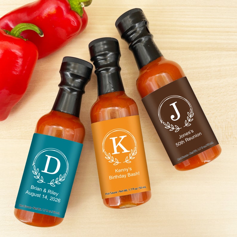 Wedding Favors Single Initial Mini Hot Sauce Favors Hot Etsy