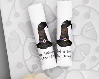 Witch Hat Lip Balm Favors (Set of 12), Halloween Party Treats, Classroom Gifts, Made USA