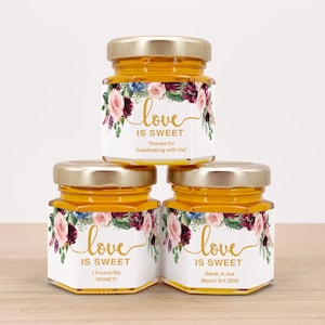 Honey Wedding Favors, Bee Themed Bridal Shower, Honey Bridal Shower Favors, Honey Favors, Mini Honey Jar Favors, Love is Sweet Wedding Favor