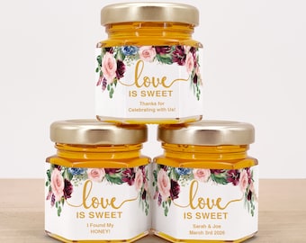 Honey Wedding Favors, Bee Themed Bridal Shower, Honey Bridal Shower Favors, Honey Favors, Mini Honey Jar Favors, Love is Sweet Wedding Favor