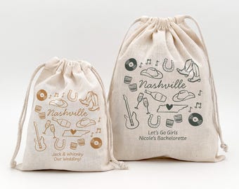Nashville Bachelorette Favor Bags, Custom Tote, Hangover Kit, Girls Trip, Birthday Favors, Let's Get Nash-ty