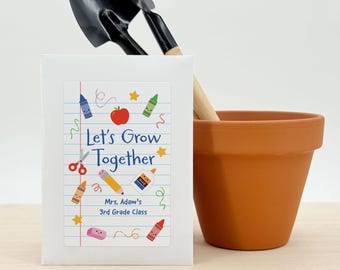 Custom Wildflower Seed Packets, Back to School Teacher Student Gift, Let's Grow Together
