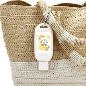 Baby Shower Favor Sunscreen,  Gender Reveal Party, Thanks for Bee-ing Here Favors, Sunscreen Favors with Carabiner, Mommy to Bee - Set of 12