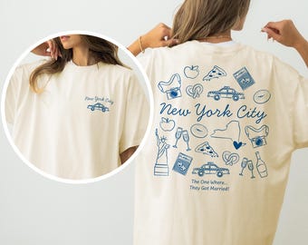 New York City Bachelorette Comfort Colors T-Shirt, Girls Trip Doodle Tee
