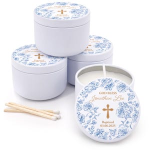 Baptism Candle Favors, Custom 2 oz Mini Lavender Candles, First Holy Communion Candle Favors, Baptism Boy, Baptism Girl, Confirmation Favors