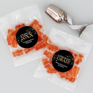 Graduation Party, Party Favors, Personalized Gummy Bear Favors, College Graduation Favors, Hand Drawn Graduation Favors -Set of 20