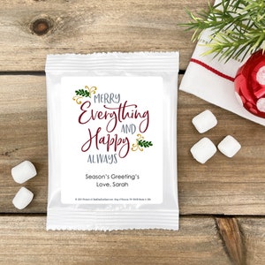 Merry Everything and Happy Always Christmas Hot Chocolate, Hot Chocolate Bar, Personalized Cocoa  Favors, Holiday Hot Chocolate - Set of 24