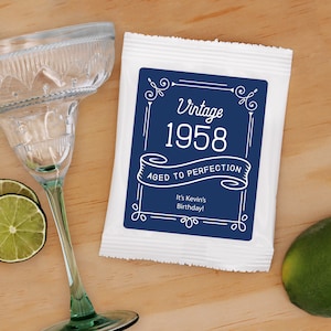 Birthday Party Margarita Favors, Vintage Birthday Party, Aged to Perfection Party Favors, Milestone Birthday Favors, Marg Favors - Set of 24