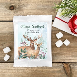 Christmas Hot Chocolate, Deer Christmas, Hot Chocolate Bar, Personalized Cocoa  Favors, Holiday Hot Chocolate - Set of 24