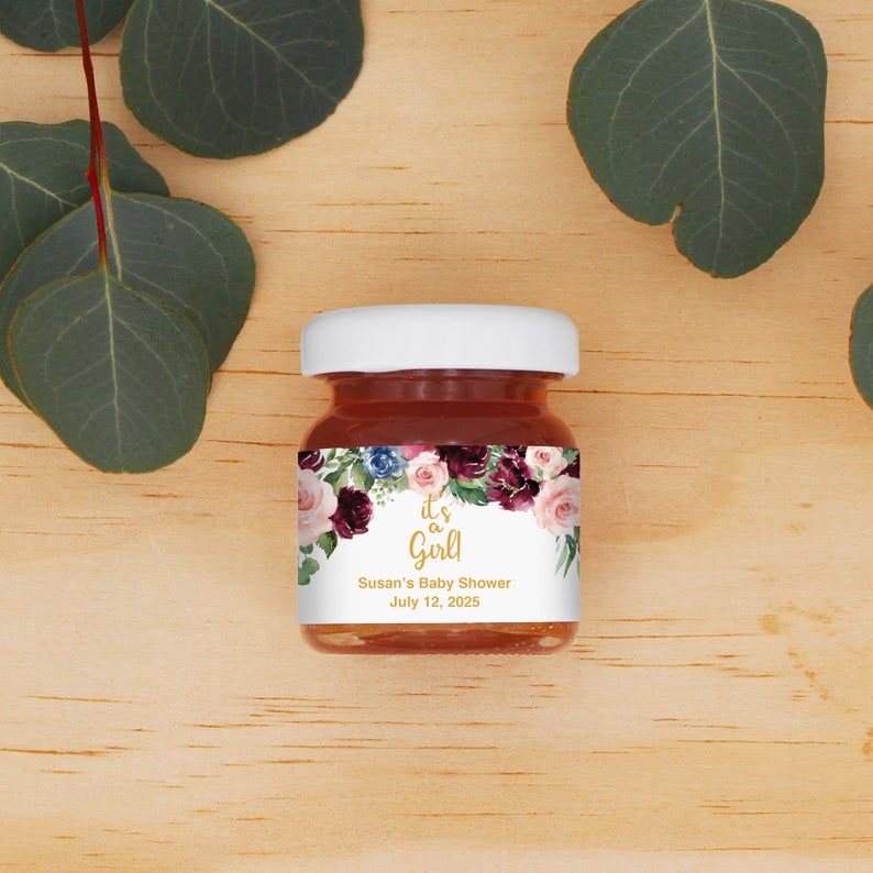 Mini Honey Jar Baby Shower Favors Burgundy Themed Baby Etsy