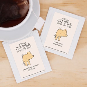 Winnie the Pooh Baby Shower Tea Bags, Baby Shower Favors, Baby Shower Tea, A Little Cu-Tea is on the Way, Pooh Stuck - Set of 30