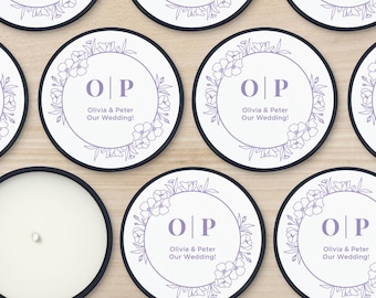 Custom Candles, Unique Wedding Favors, Bridal Shower Favors, Personalized Candles Bulk, Candle Wedding Favors, 2 oz mini lavender candles