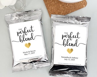 The Perfect Blend Wedding Favor Coffee, Simplistic Gold Heart Wedding, Personalized Coffee Favors, Bridal Shower Favors - Set of 30