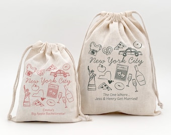 New York City Bachelorette Favor Bags, Custom Tote Bag, Hangover Kit, Girls Trip, Birthday Favor, Big Apple before the Chapel