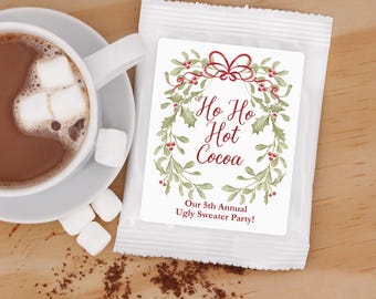Hot Chocolate Christmas Favors: Ho Ho Hot Cocoa Gift - Set of 24