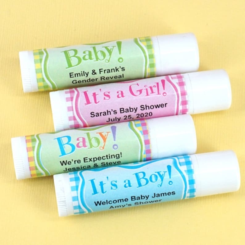 Baby Shower Favor Lip Balm Self Care Favors Baby Gingham Lip Etsy