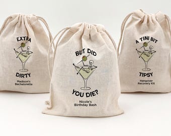 Bachelorette Goody Bags, Hangover Kit, Custom Tote Bag, Girls Trip, Birthday Favors, Wedding Favor, Till Death Do Us Party, A Tini Bit Tipsy