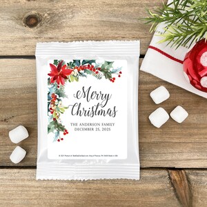 Christmas Hot Chocolate, Poinsettia Hot Chocolate Bar, Personalized Cocoa  Favors, Holiday Hot Chocolate - Set of 24