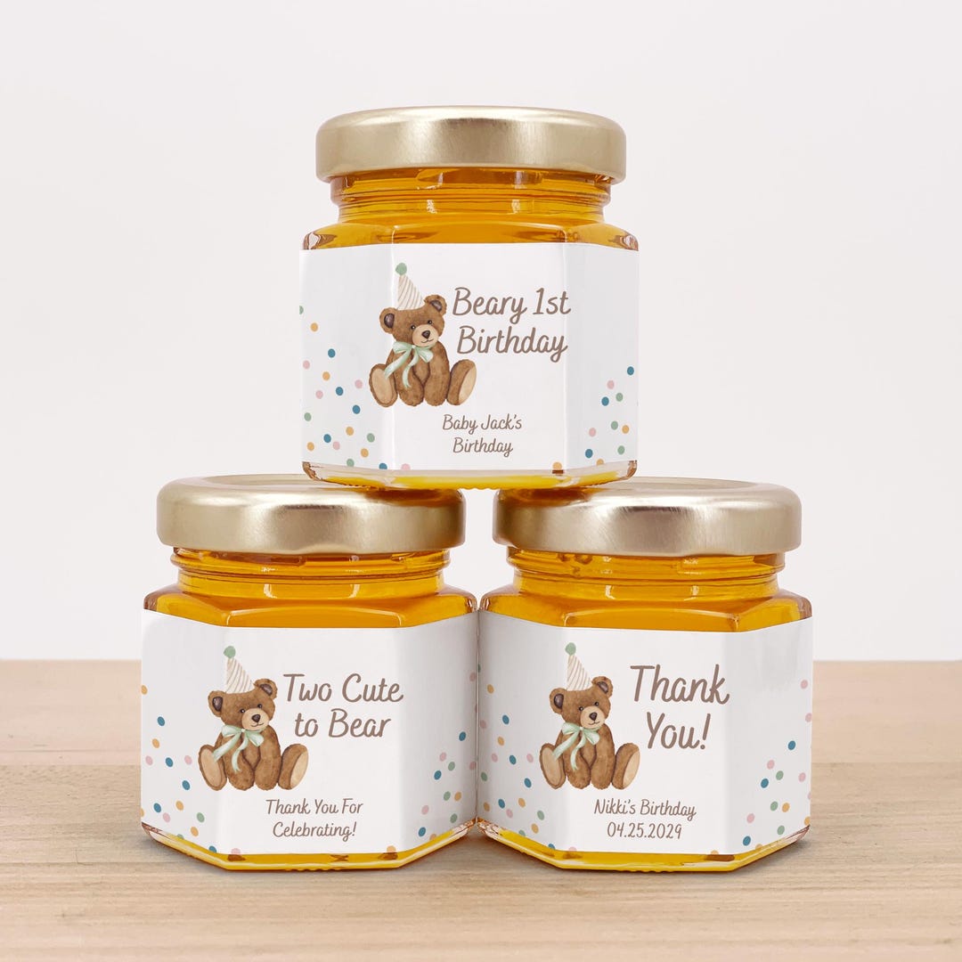 Mini Honey Jar Favors, Beary 1st Birthday Party, Teddy Bear Theme - Etsy