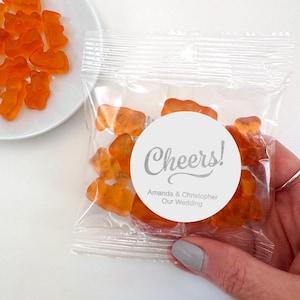 Gummy Bear Wedding Favors, Personalized Gummy Bear Favors, Silver Foil, Gold Foil, Rose Gold Foil, Bridal Shower Favors -Set of 20