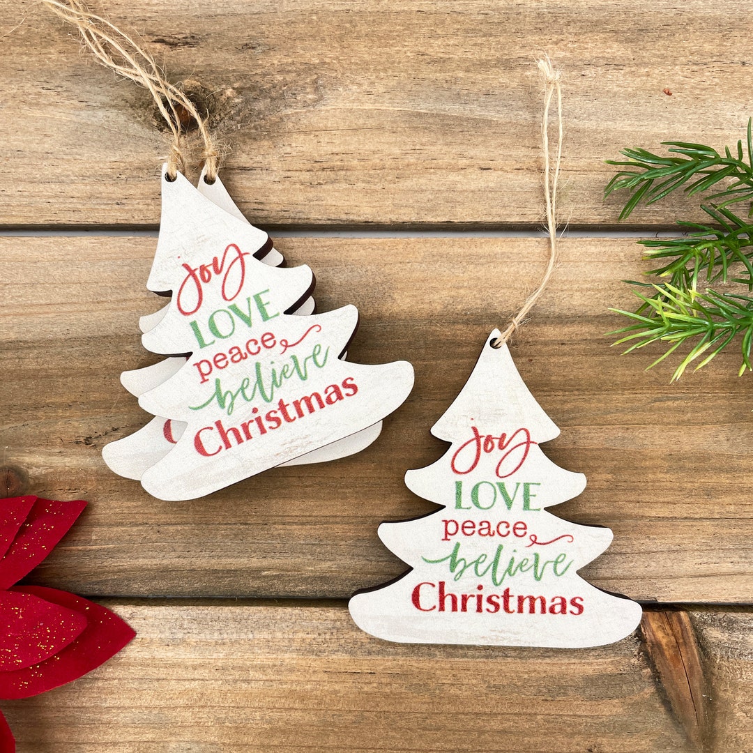 Joy, Love, Peace, Believe, Christmas Ornament, Family Ornament, Tree ...