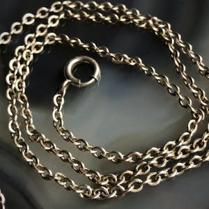 Antique Sterling 18 3/4” Oval BELCHER CHAIN Necklace / Antique Rolo Link Chain / Unisex Chain / Groom&#39;s Gift / Pendant or Locket Chain