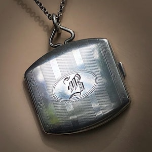 Art Deco LOCKET -FOB Sterling Silver Double Photo Locket - Fob / Antique c.1920’s / Groom’s or Bride’s Gift / Keepsake Mother’s Locket /OOAK