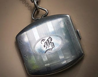 Art Deco LOCKET Sterling Silver Double Photo Locket - Fob / Antique c.1920’s