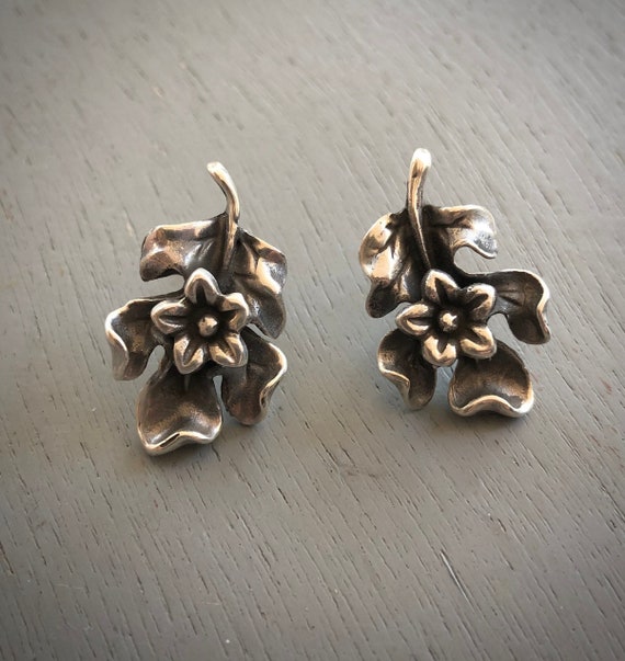 Mid Century Hand Forged Sterling Silver Floral - F