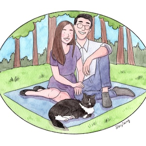 Custom watercolor family portrait - 8x10