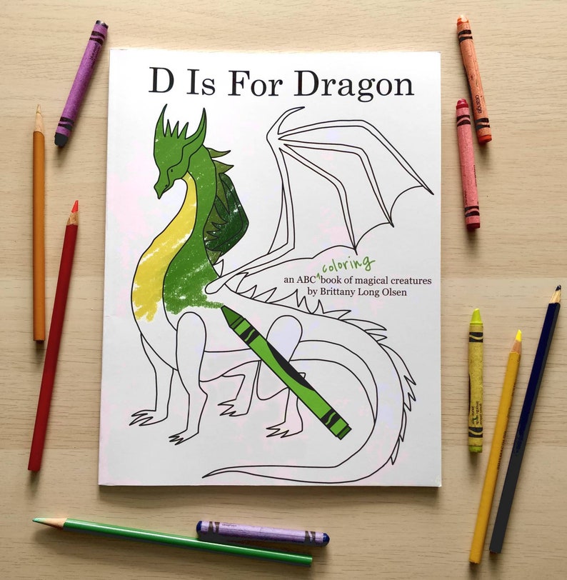 D Is For Dragon children's ABC coloring book of magical creatures image 1