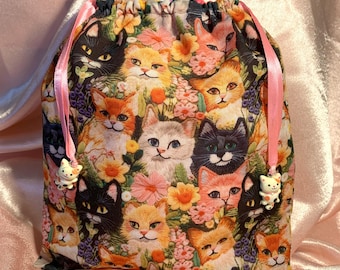 Cat Pattern Toiletry Bag: Waterproof Drawstring Wash Bag