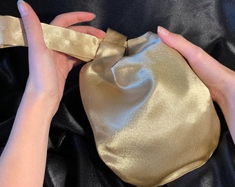 Gold Satin Japanischer Knoten Tasche: Abend, Brautjungfer der Tasche, Brautarmband