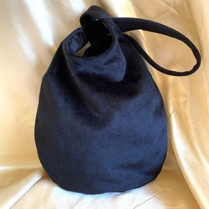 Black Evening Bag, Black Velvet Wristlet, Japanese Knot Bag, Black Bag, Velvet Evening Bag Lined, Luxury Velvet -FREE UK Post n Gift Wrapped