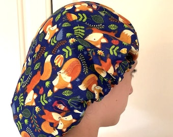 Fox Shower Cap: Waterproof Cotton Bath Cap, Blue, Gift Wrapped