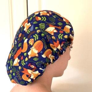Fox Shower Cap: Waterproof Cotton Bath Cap, Blue, Gift Wrapped